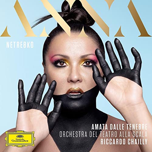 CD cover featuring Anna Netrebko with dramatic makeup and black gloves.