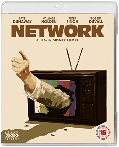 Network" Blu-ray cover with a distressed image of a person and TV.