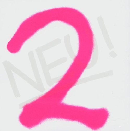 Pink spray-painted number 2 over white background with faint "Neu!" text.