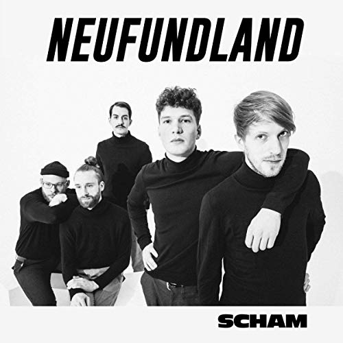 Black and white portrait of a five-person band, “Neufundland.”
