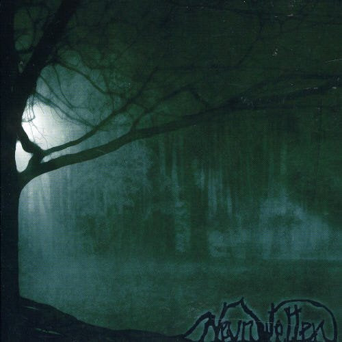 Dark forest scene with bare trees and a pale moon, album cover.