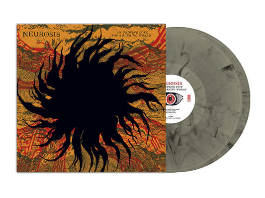 Neurosis vinyl record with abstract, dark artwork and a grey disc.