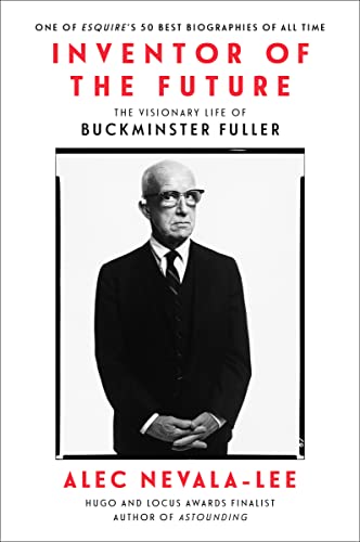 Book cover featuring a black and white portrait of Buckminster Fuller in a suit.