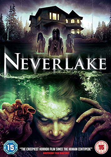 DVD cover art showing three figures in a lake before a house at night.