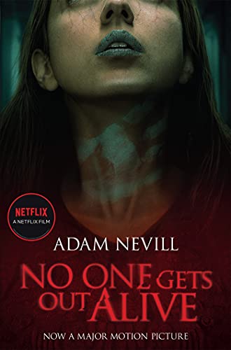 Book cover: woman’s face with marks on neck, red and dark background.