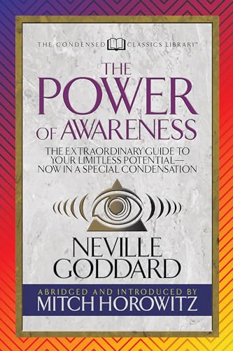 Book cover: "The Power of Awareness" by Neville Goddard, with an eye symbol.