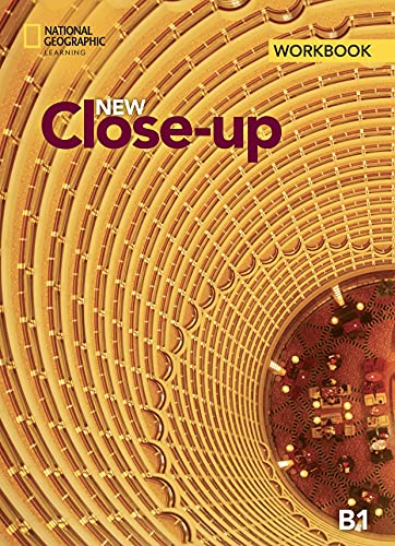 “New Close-up B1” workbook cover with a spiral architectural design.