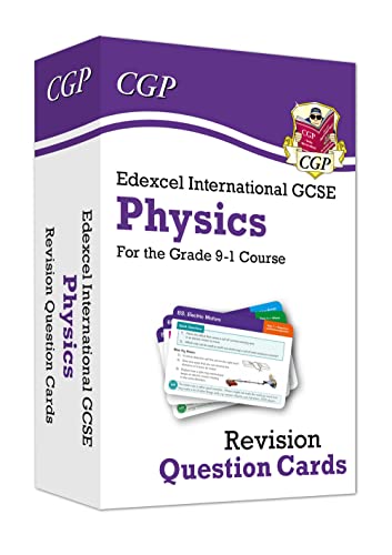 Purple box of Edexcel International GCSE Physics revision question cards.