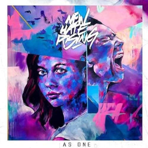 Album cover: painted faces with expressive features and abstract colors.