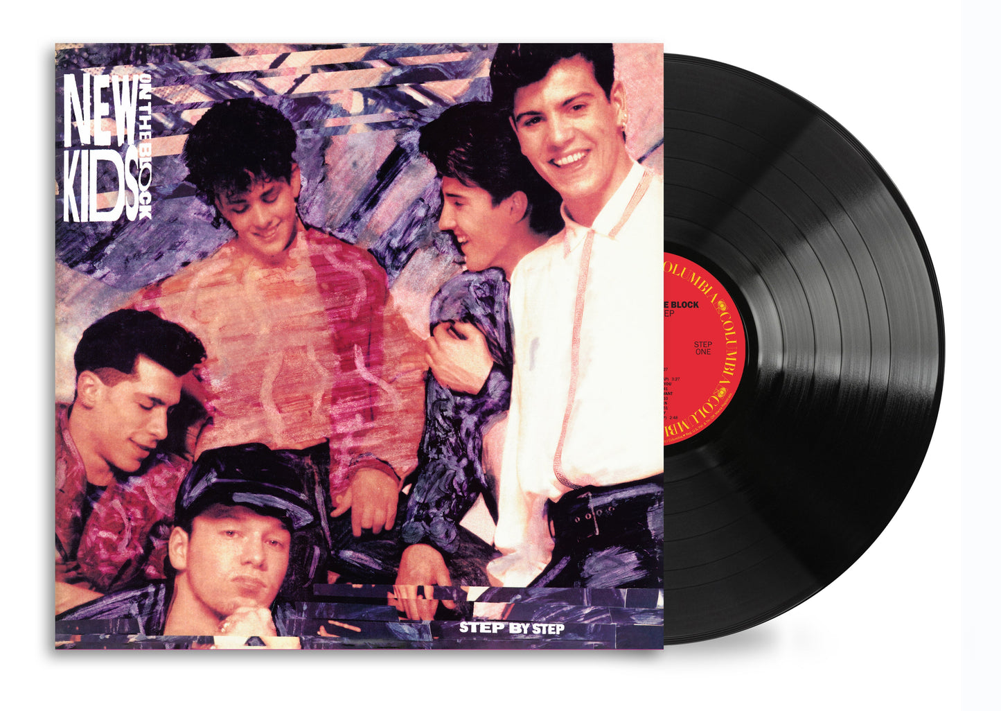 New Kids on the Block "Step By Step" vinyl record and album cover.