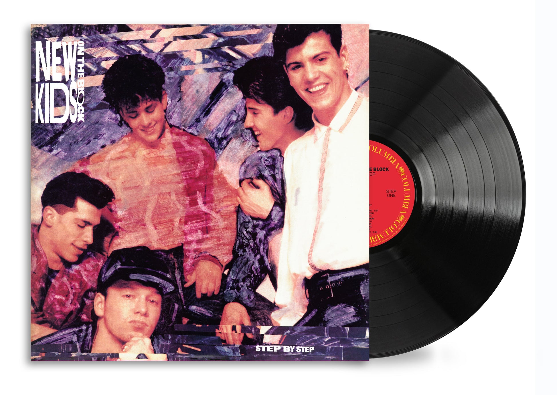 New Kids on the Block "Step By Step" vinyl record and album cover.