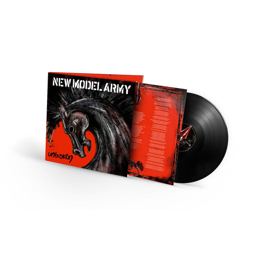 New Model Army "Unbroken" vinyl record with black horse cover art.