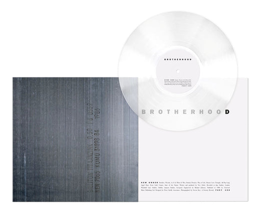 Clear vinyl LP of New Order’s “Brotherhood” with textured album cover.