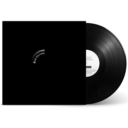 New Order’s “Sub-culture” vinyl record, black cover and disc.