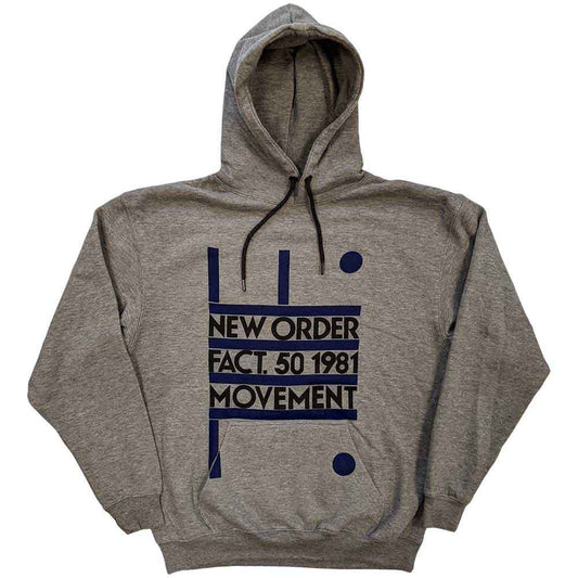Black unisex pullover hoodie featuring the New Order Movement album cover graphic on front.