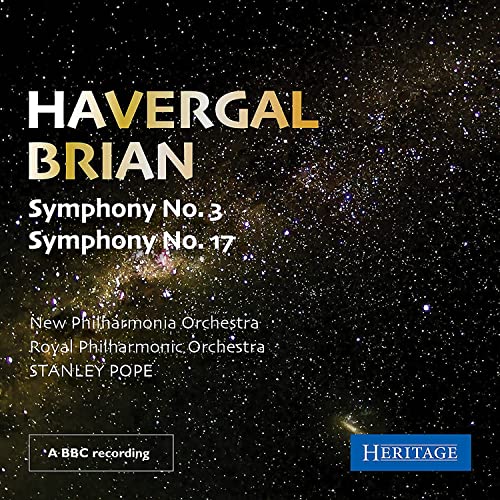 CD cover for Havergal Brian symphonies with a starry nebula background.
