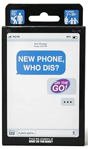 Card game box resembling a smartphone screen with a text message.