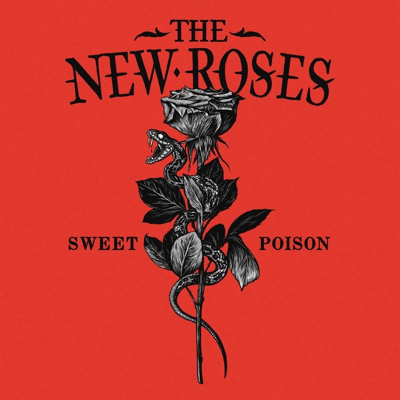 Red album cover featuring a rose entwined with a black snake.