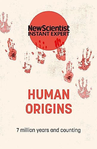 Book cover: "Human Origins" with red handprints and a red circle.