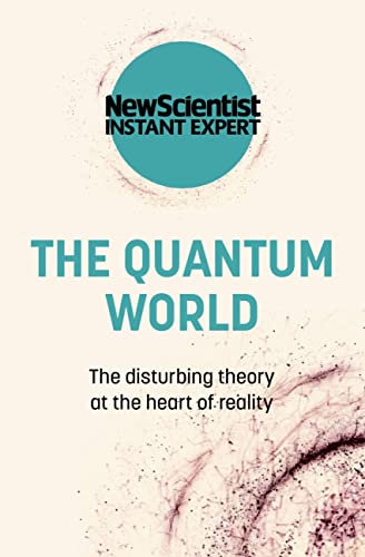 Book cover with teal circle, white text: "The Quantum World," and abstract design.