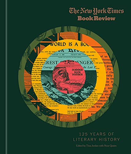 Book cover with layered text and a central image of a woman reading.