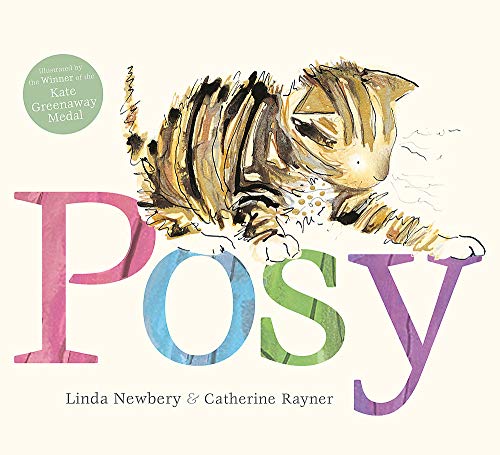 Book cover: "Posy" with a watercolor illustration of a curled-up tabby cat.