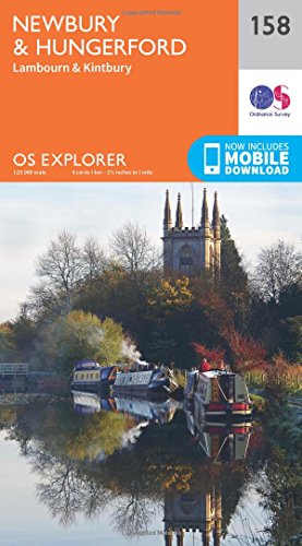 Ordnance Survey Explorer map cover for Newbury and Hungerford featuring a canal and church.
