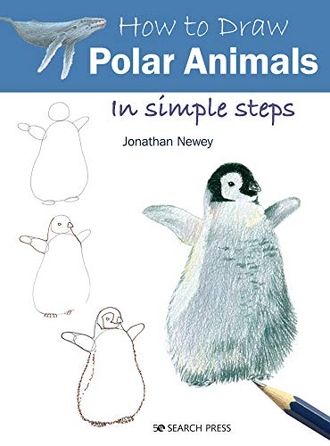 Book cover showing drawing instructions for polar animals like penguins.