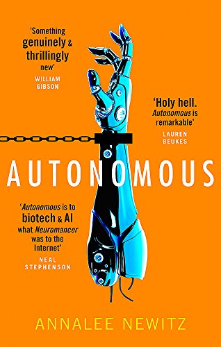 Book cover featuring a metallic robotic arm on a bright orange background.