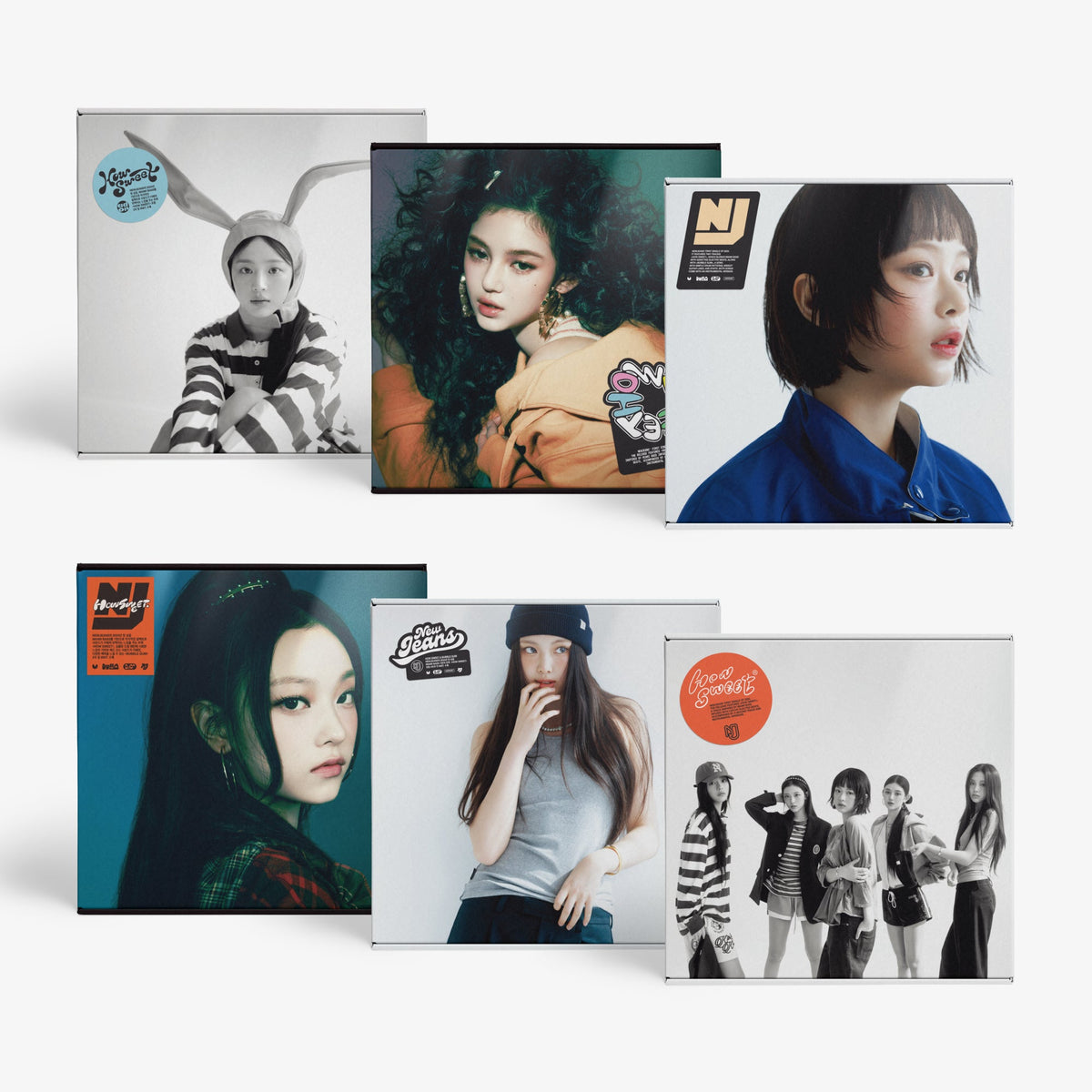 NewJeans "How Sweet" CD package with portraits of young women.