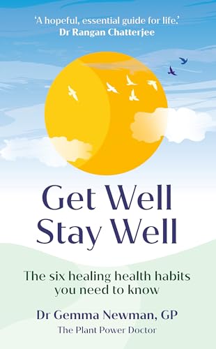 Book cover: yellow sun with birds, title “Get Well, Stay Well”.