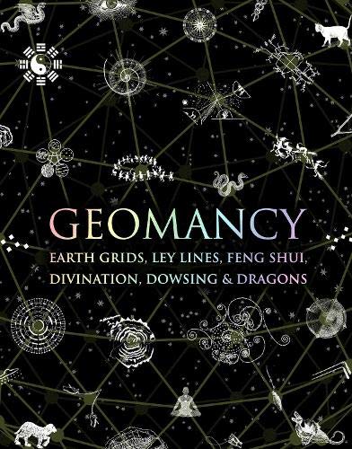 Book cover with black background, geometric grid lines, and various esoteric white line illustrations.