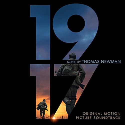 “1917” soundtrack CD cover featuring soldiers silhouetted against a sunset.