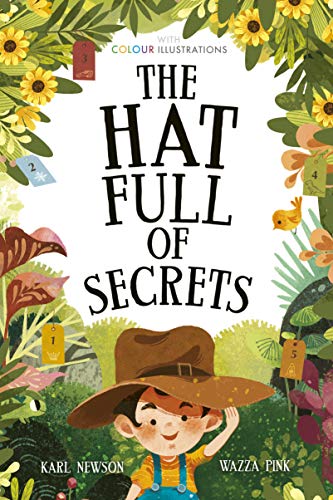 Book cover showing a boy in a large hat surrounded by lush foliage.