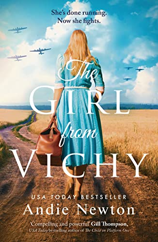Woman walking away on a country road with planes in the sky.