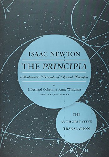 Book cover: "The Principia" by Isaac Newton, with orbital diagrams.