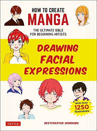 Manga instruction book cover featuring diverse illustrated faces and expressions.