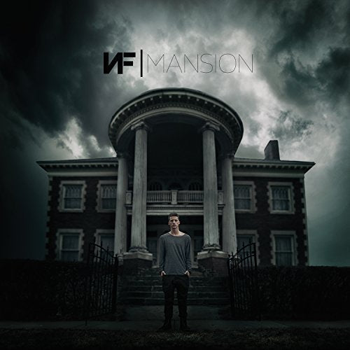 Album cover for NF’s “Mansion” featuring a large house and lone figure.