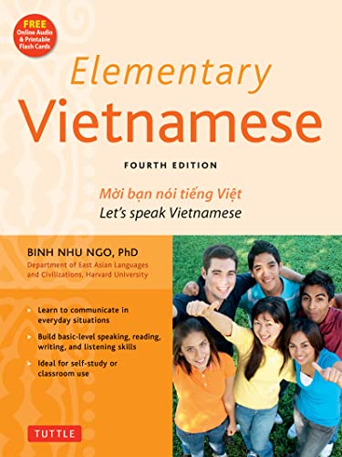 Textbook cover for “Elementary Vietnamese,” fourth edition, with students.