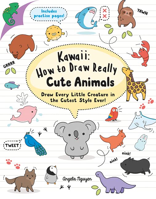 Book cover featuring many cute, simple cartoon animals on a lined paper background.