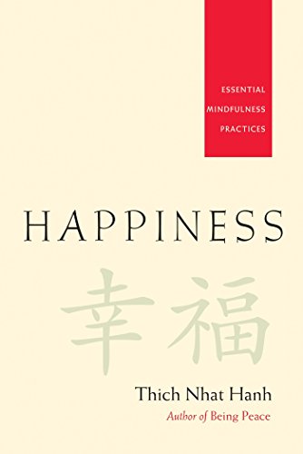 Book cover with title “Happiness” and author Thich Nhat Hanh.