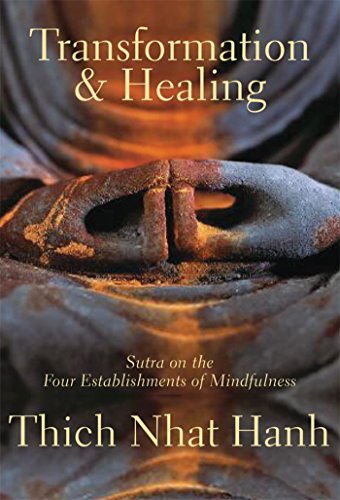 Book cover with hands in mudra, title "Transformation & Healing" by Thich Nhat Hanh.