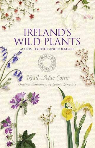 Book cover titled Ireland's Wild Plants featuring botanical illustrations of various flowers on cream background.