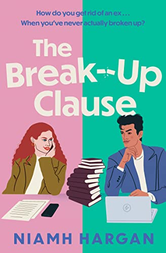 Book cover: "The Break-Up Clause" with illustrated couple and paperwork.