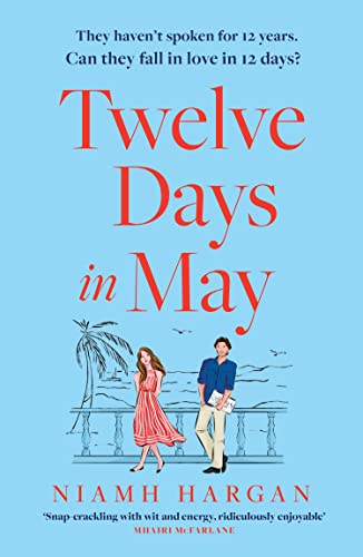 Book cover: “Twelve Days in May” with couple walking on a beach.
