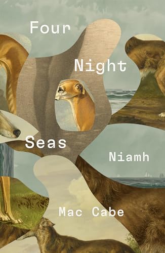 Book cover featuring a collage of dog illustrations and seascapes with white text overlay.
