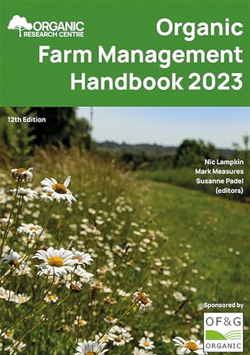 Cover of "Organic Farm Management Handbook 2023" with daisies in a field.