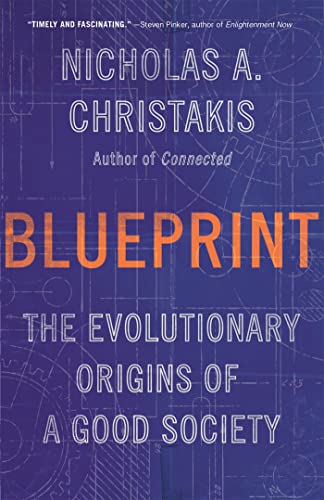 Book cover for "Blueprint" by Nicholas A. Christakis with blueprint graphics.