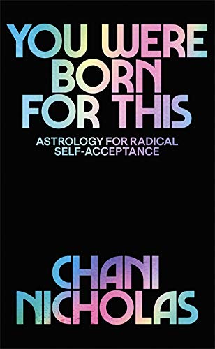 Book cover with pastel gradient text on black background by author Chani Nicholas.