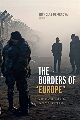 Book cover with soldiers, figures, and barbed wire evoking border control.